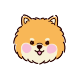 ポメラニアンの顔のイラスト（正面・オレンジ）