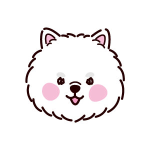 ポメラニアンの顔のイラスト（正面・白）