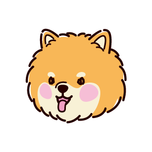ポメラニアンの顔のイラスト（ななめ・オレンジ）