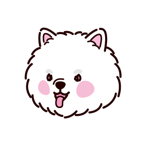 ポメラニアンの顔のイラスト（ななめ・白）