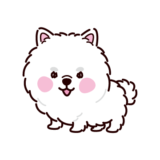 ポメラニアンのイラスト（全身・正面・白）