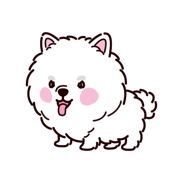 ポメラニアンのイラスト（全身・ななめ・白）