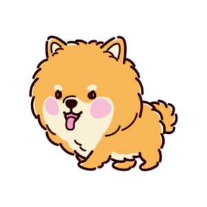 ポメラニアンのイラスト（歩く・オレンジ）