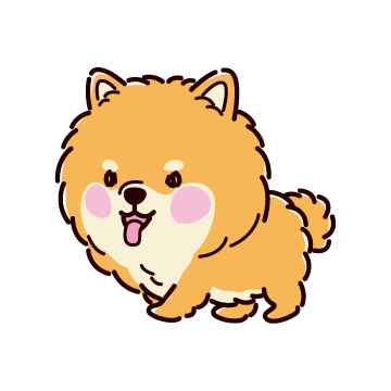 ポメラニアンのイラスト（歩く・オレンジ）